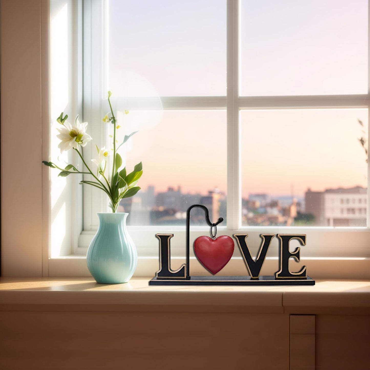 Rustic Wood Love Sign Table Top Decor Freestanding Cutout Block Letter Centerpiece Decorative Word Sign Shelf Mantel Fireplace Decor Wedding Christmas Mother's Day Gift
