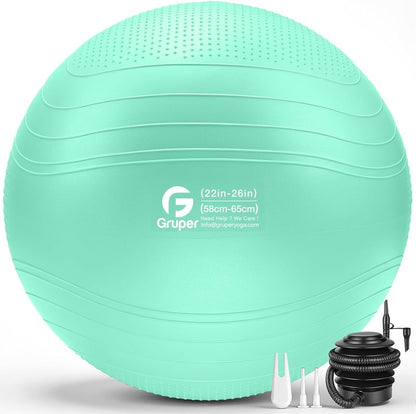 Yoga Ball - Extra Thick Non-Slip Exercise Ball for Workout, Balance & Pregnancy | 4 Sizes with Quick Pump & Guide