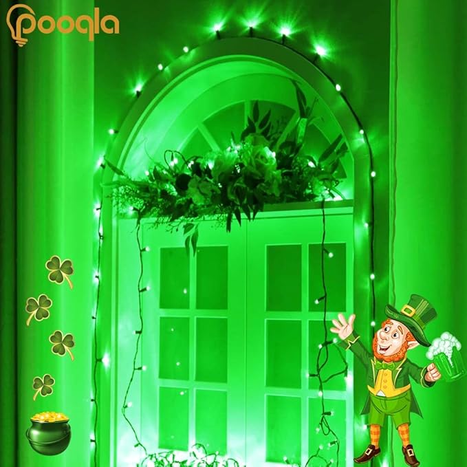Pooqla Green String Lights Christmas Decoration, 200 LED 66 ft Indoor Outdoor String Lights, 8 Modes Twinkle Fairy Light for Yard Patio Wedding Party Christmas Xmas Tree Decoration