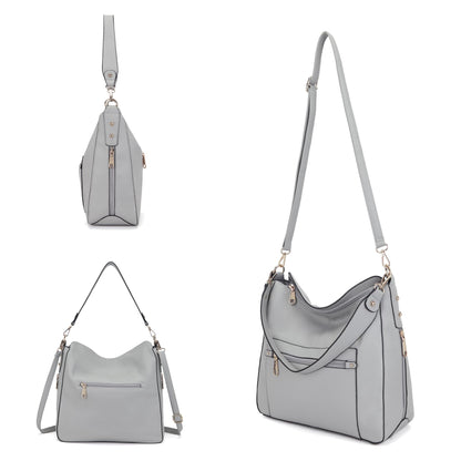 Large Crossbody Purses Set For Women Shoulder Bag Tote Handbags Ladies Hobo Bags With Wallet 4PCS Grey
