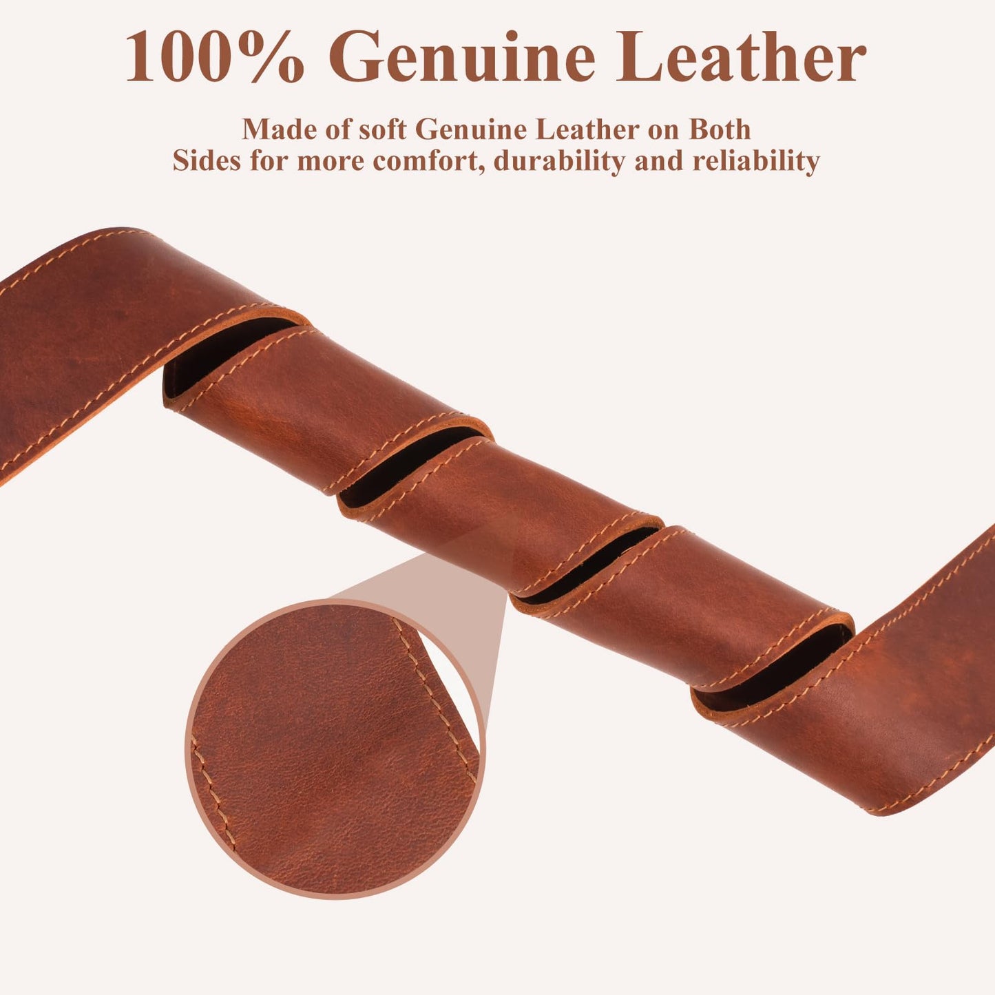 MCKDERWRILL Leather Camera Strap, Universal Camera Shoulder Strap, A Neck Strap with Split Ring Compatible with DSLR,SLR, Photographers Women Men（Brown）