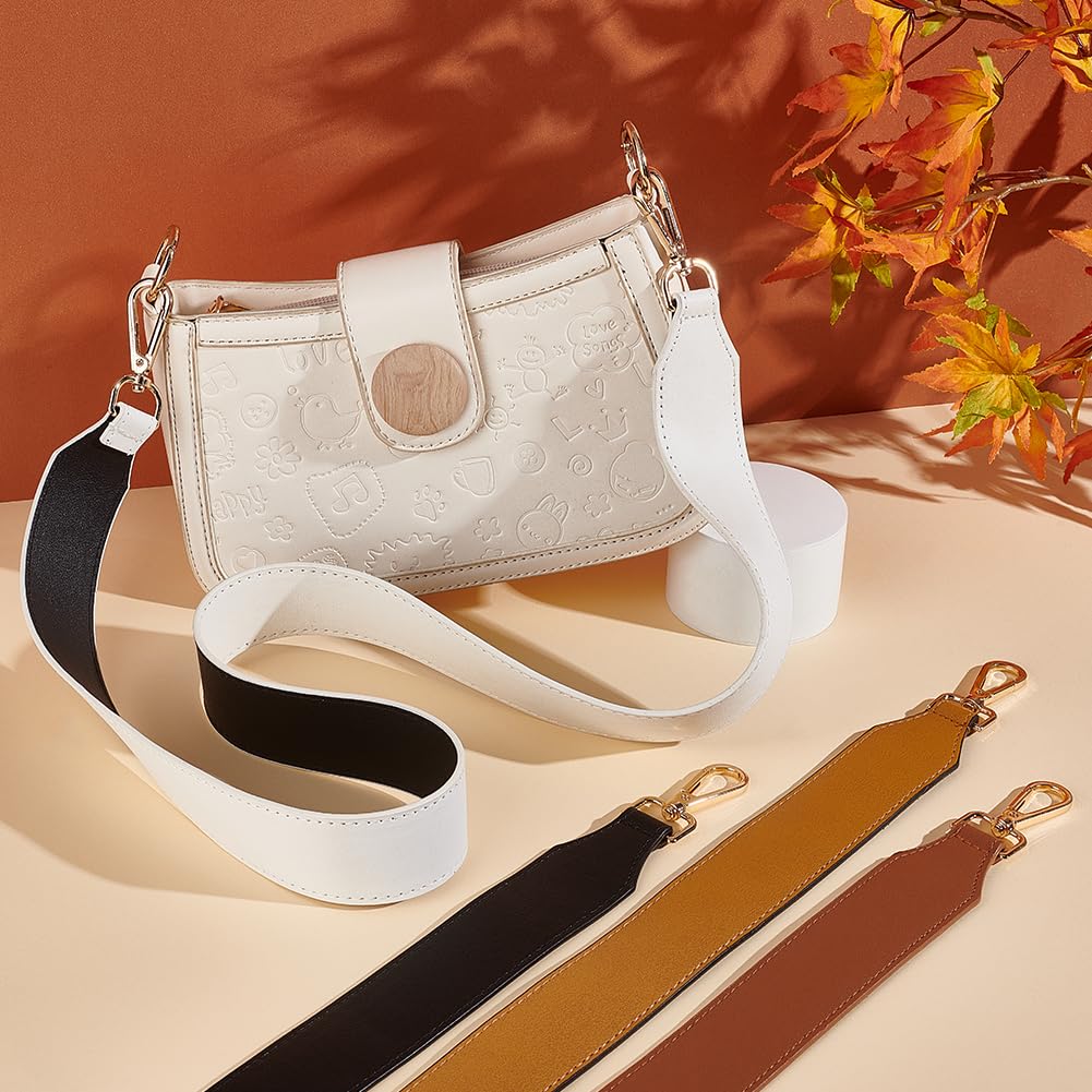 PH PandaHall 4 Colors 1.5 Inch Leather Bag Wide Shoulder Strap, Leather Strap for Crossbody Bag, Replacement Wallet Strap, Removable Tote Bag Shoulder Strap with Gold Lobster Buckle