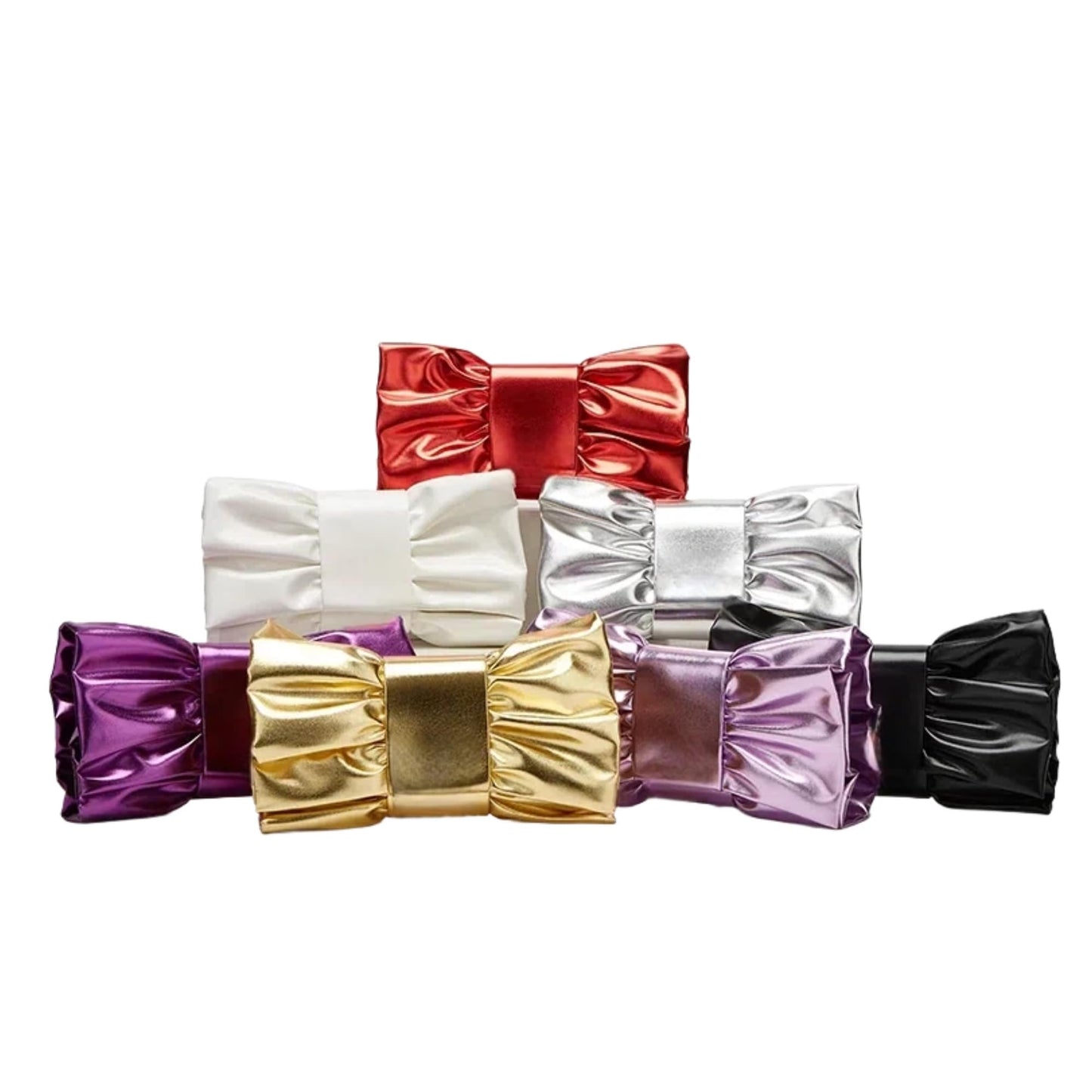 CTTOVIS Evening Clutch Bag Women Bow Purse Handbags Pu Leather Designer Crossbody Bag for Wedding Cocktail Prom Party (Gold)