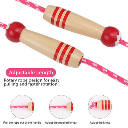 Jump Rope Kids, 7ft Adjustable Cotton Skipping Rope with Wooden Handle for Boys and Girls Fitness Outdoor Exercise