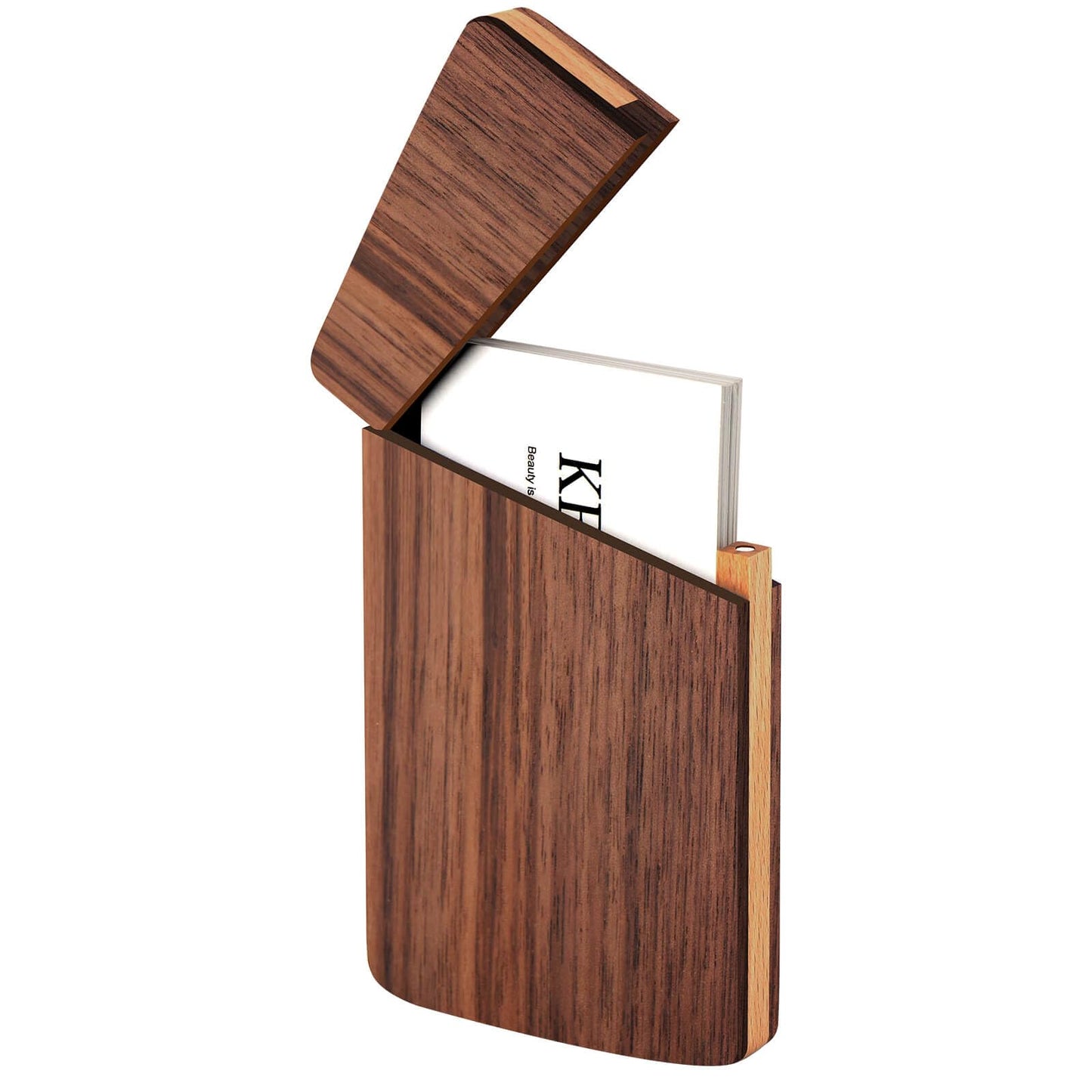 YOYAI Wood Business Card Holders Wooden Business Card Case Name Card Holder Walnut Card Holder with Magnetic Closure Portable (Black walnut)