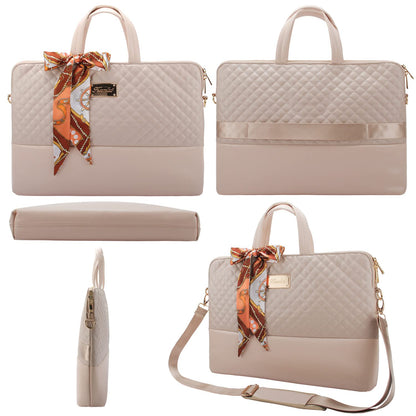 Laptop Bag for Women Slim Travel - Computer Bag Laptop Case Lightweight Thin Carrying Fit 15.6-inch 16-inch Notebook Shoulder Crossbody Work Business Office Messenger Briefcase Quilted PU Leather
