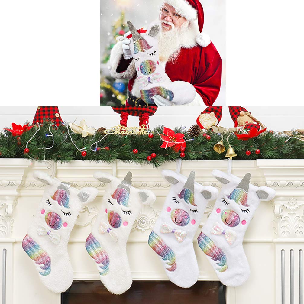 LMXCOL Christmas Stocking with LED Light 17" Sparkly Stocking Fireplace Hanging for Christmas Decorations (Stocking 1)