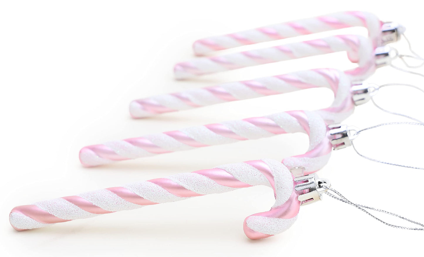 Christmas Concepts® Pack of 6-13cm Glitter Candy Cane Christmas Tree Decorations/Ornaments (Baby Pink)