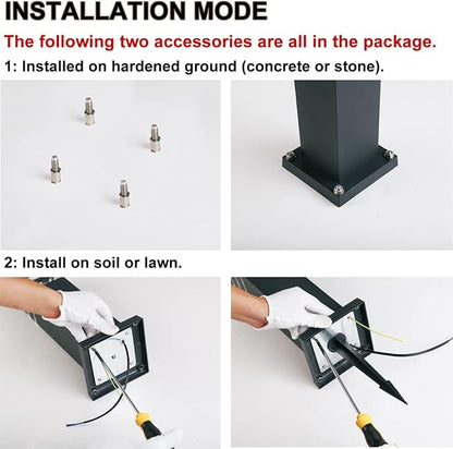 Pathway Lights Post Lights IP55 Waterproof Outdoor Lamp Post Lawn Light Floor Lamp E26 Lampholder Hardwired Suitable for 12V / 24V / 120V Voltage（23.5in, Black）