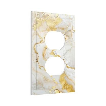 SgEdao Decorative Outlet Covers Luxury Marble Grey Gold Foil Abstract Art 1 Gang Duplex Light Switch Cover Plate Unique Wall Plates for Electrical Outlets Switch Plate Covers for Modern Home Decor