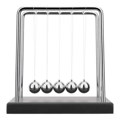 SEVNPRIME 5 Large Beads Newton's Cradle Balance Balls Desk Toys Office Decorations with Black Wooden Base Desk Balance Balls Fun Science Physics Toys for Office/Bedroom/Living Room