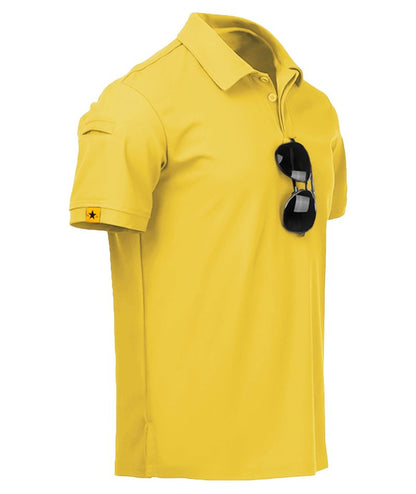 ZITY Mens Polo Shirt Short Sleeve Sports Tactical T-Shirt Athletic Golf Polos Daily Casual Stylish Collared Shirts for Men Pale Yellow 3X-Large