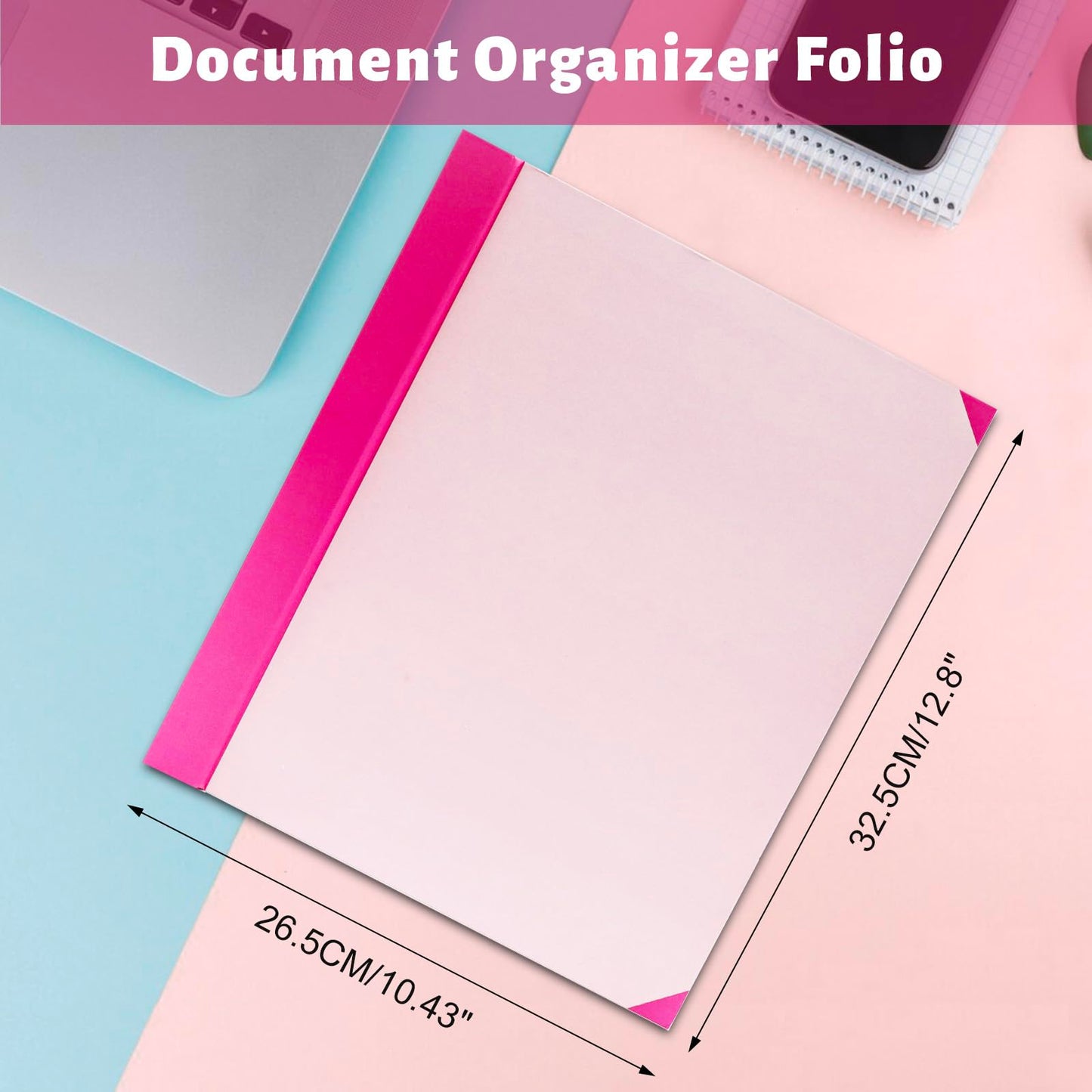 MAKUANG Document Organizer,Folio Folders with Pockets,File Organizer for Paper,Important Documents, Expanding File Folder for Office and School,in Case I Go Missing Binder(Pink,2In Thick)