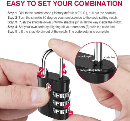 ZHEGE TSA Approved Locks, Luggage Locks, 3 Dial TSA Lock for Suitcases, Backpack, Baggage (Rose Gold)