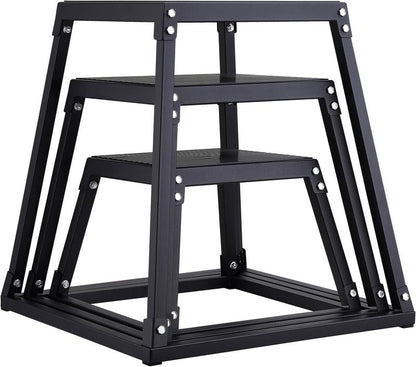VEVOR Plyometric Jump Box - Steel Fitness Platform for Home Gym Training | Black