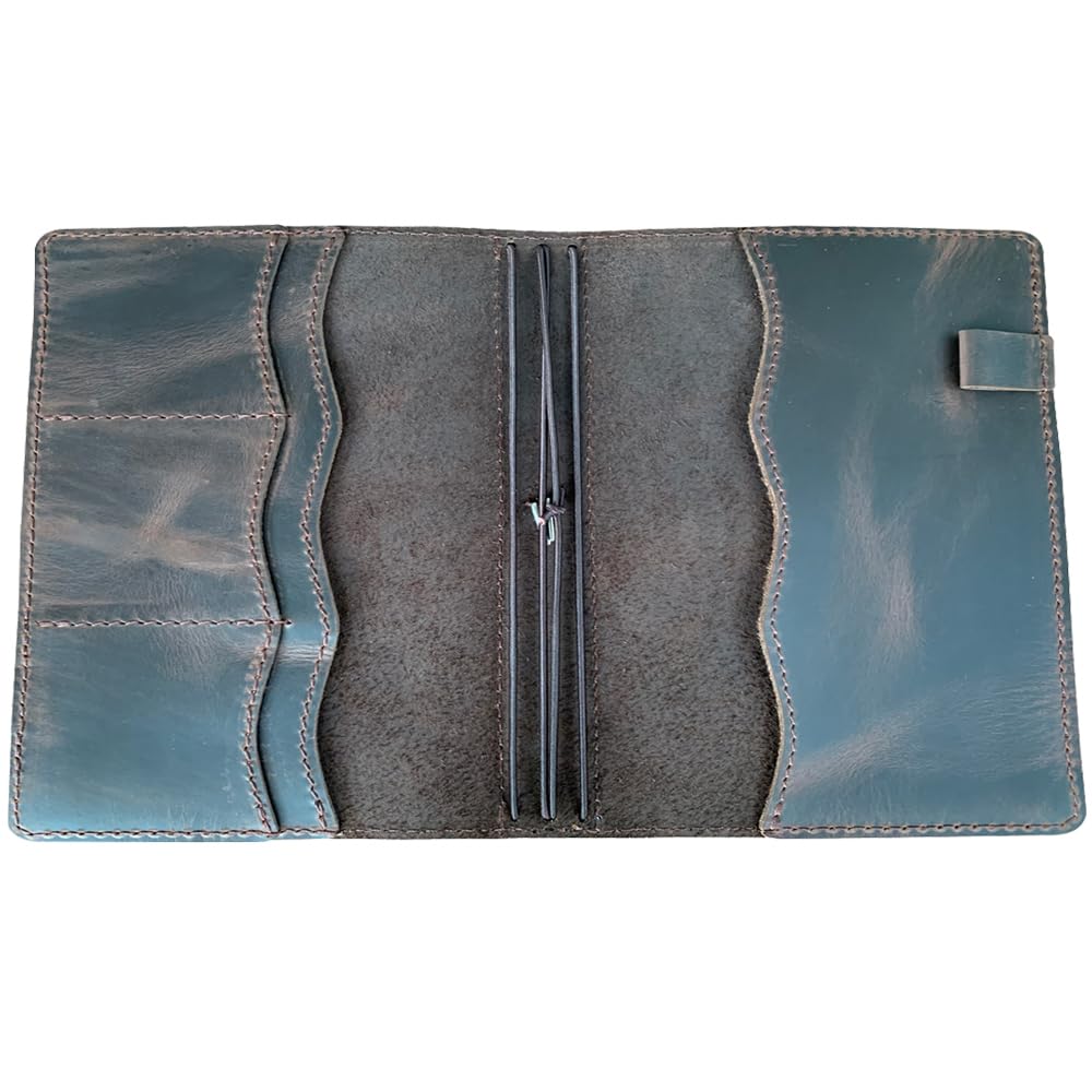 Travelers Notebook Cover with Inner Pockets, Card Slots and Pen Holder, B6 Size, Dark Brown