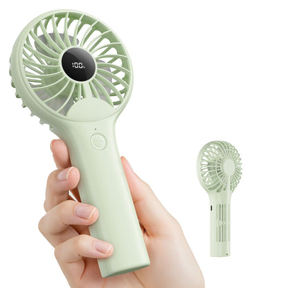 Portable Handheld Mini Fan, Personal Travel Fan, Small and Powerful, 2000mah Rechargeable Battery, 5 Speed Wind, Led Display, Back Air Outlet, for Stylish Kids Girls Women Summer Gift-Avocado Green