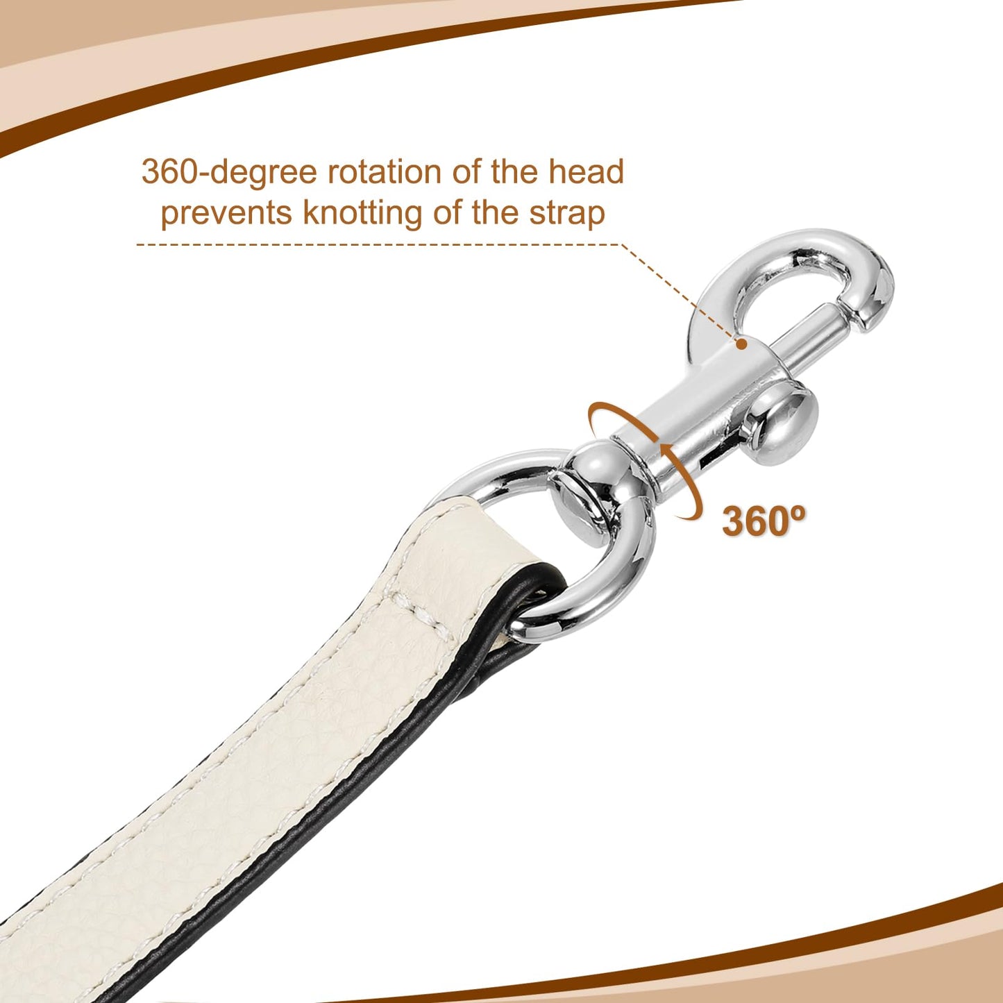 uxcell 19.29 Inch PU Leather Short Bag Strap with Clasp, Purse Handles Handbags Replacement Straps for Clutch Bag Underarm Bags, Beige, Silver Buckle