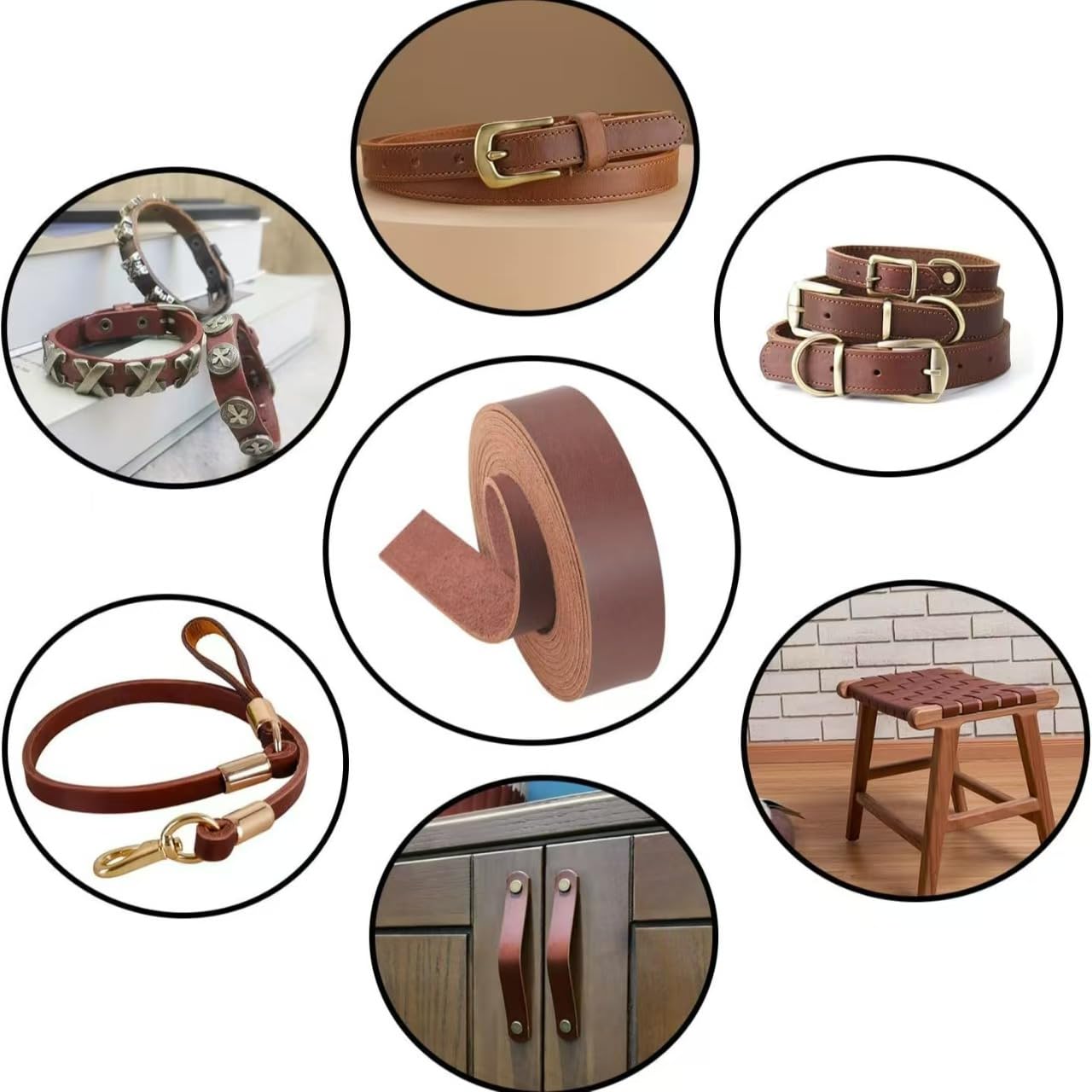 Premium Leather Strap, Brown Genuine Leather Strips, Heavy-Duty Leather Strip 4-5 Millimeters Thick (10-12.5 Ounces), Full Grain Leather Strips for Crafts (Brown 0.79"× 80")