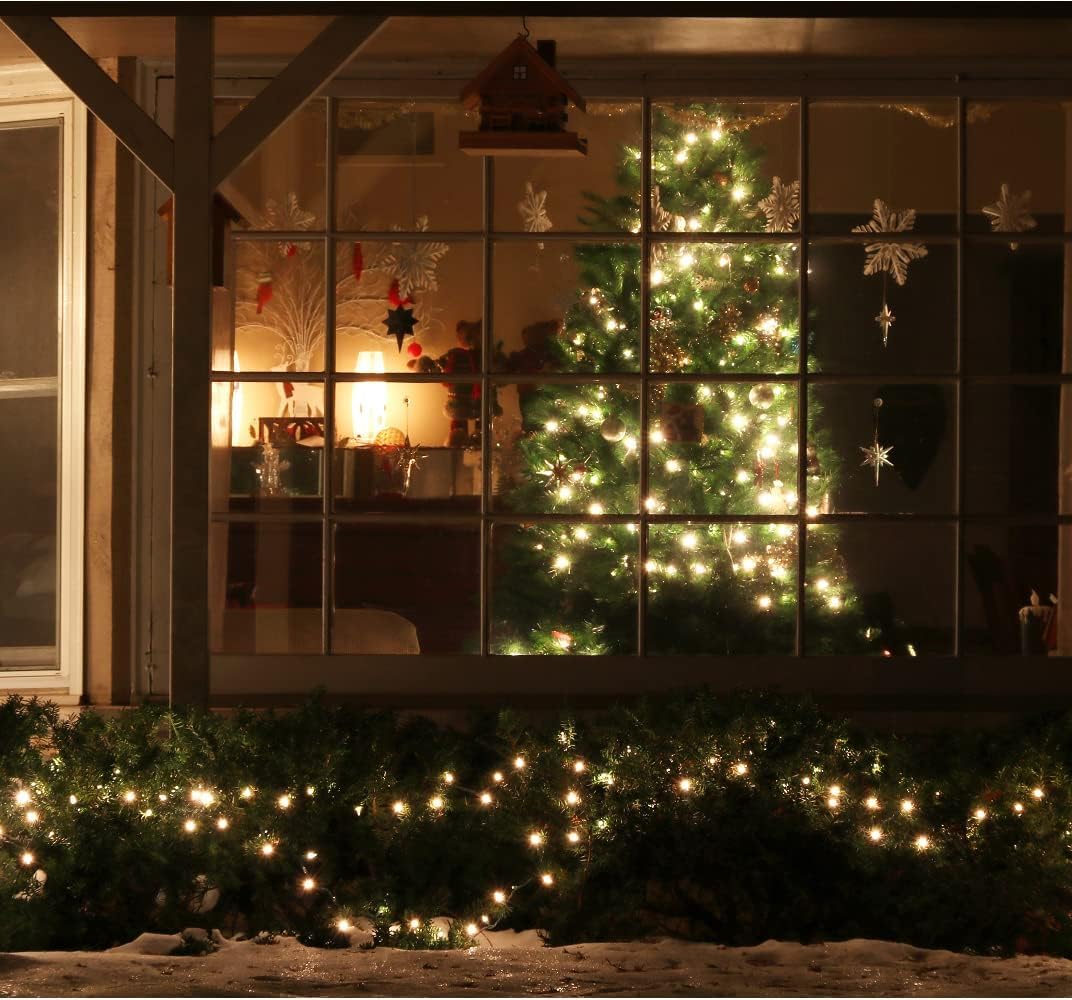 LAMPHOME Super-Bright Extendable Clear White Wire Christmas Lights Decoration 100Lights 19.6ft UL Certified Mini Bulb String Lights Set for Outdoor Christmas Tree Garden Holiday Patio Decor