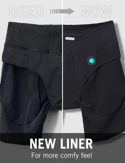 baleaf Womens' 7" Long Running Athletic Shorts Back Zipper Pocket Workout Gym Shorts Quick Dry High Waist with Liner Black Size L