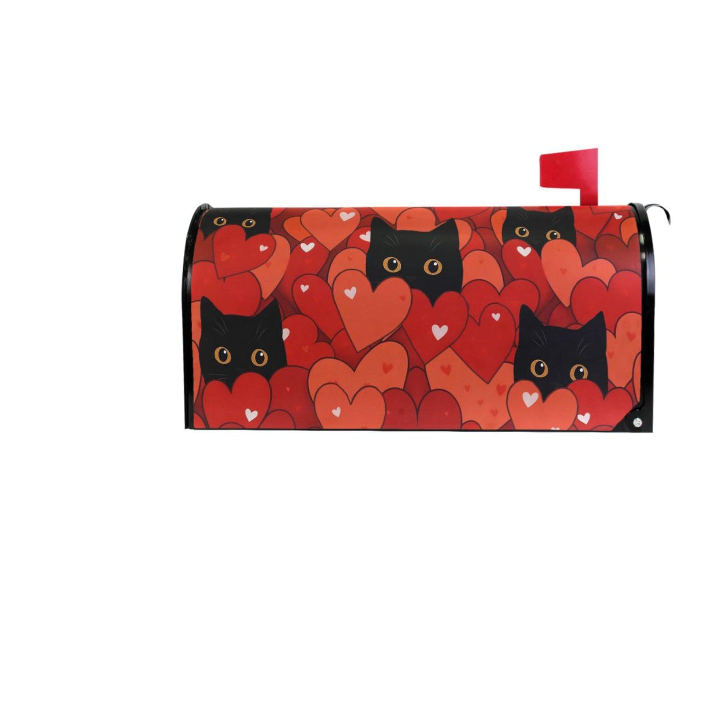 Happy Valentine’s Day Red Magnetic Mailbox Covers Love Cats Heart Kitty Mailbox Cover Over Size Full Magnet Garden Yard Porch Mail Boxes Cover Holiday Decorations 25" L x 21" W