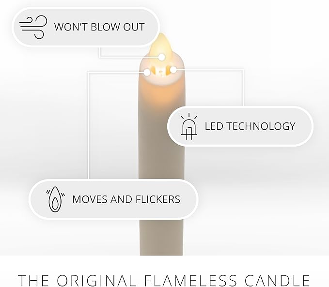 Luminara - Flameless Battery Operated Taper Candle - Pearl Ivory - Pack of 1-1x9.5 - LED Flickering Flame - Realistic Safe for Home Kids and Pets