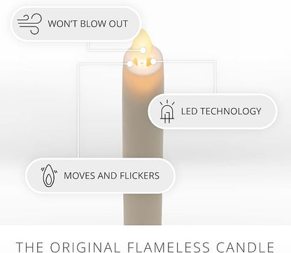Luminara - Flameless Battery Operated Taper Candle - Pearl Ivory - Pack of 1-1x9.5 - LED Flickering Flame - Realistic Safe for Home Kids and Pets