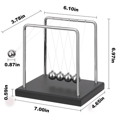 SEVNPRIME 5 Large Beads Newton's Cradle Balance Balls Desk Toys Office Decorations with Black Wooden Base Desk Balance Balls Fun Science Physics Toys for Office/Bedroom/Living Room
