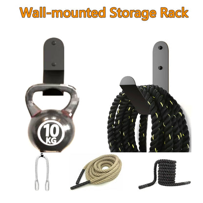 Yuleimy Battle Rope Storage Hook, Heavy Duty Wall Mount Gym Rope Hanger Bracket, Holds 100 LBS, Large Steel Organization Rack for Home & Commercial Gyms, Black, 1 Pack