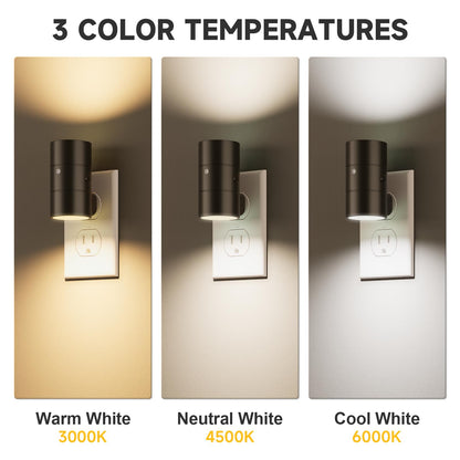 NIORSUN Night Lights Plug into Wall, Dimmable with 3 Color Modes & Auto On/Off Sensor, Ultra-Slim Nightlight for Hallway, Bathroom, Bedroom, Nursery, Kitchen (4 Pack, Black)