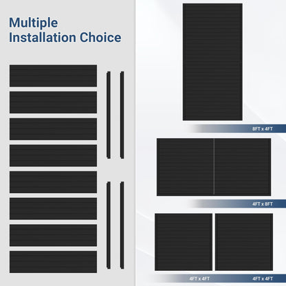 Neoaider Slatwall Panel 8 FT x 4 FT, Interlocking Slat Wall Paneling, Wall Mounted PVC Wallpanel, Suitable for Garage Storage and Organizer, Slatwall Board, Shelves - Black