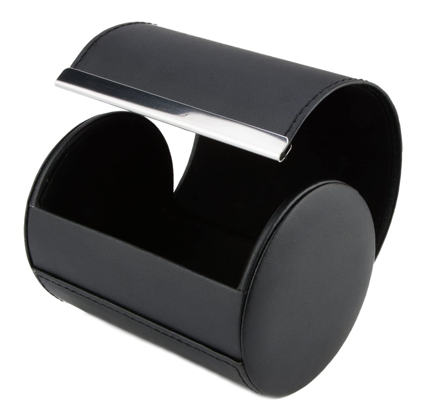 Iristide Neck Tie Box Formal Cylinder Men's Classy Necktie Travel Storage Case (Black)