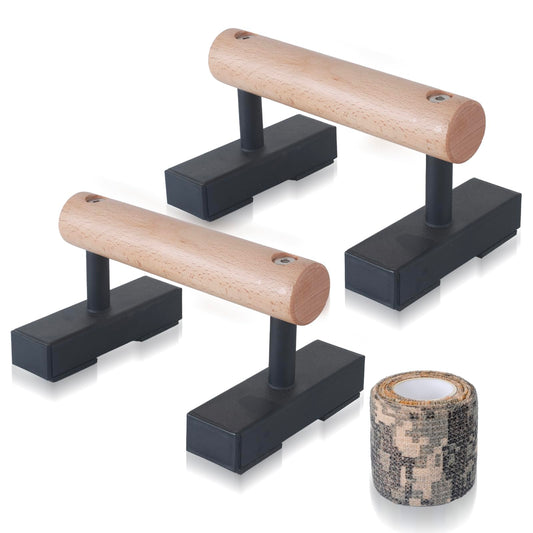 BESTWEI 1 Pair Wood Floor Push Up Bars for Men, Anti-slip Handstand Parallettes Bars, Strength Training Push-Up Stands for Calisthenics, Fitness, Gymnastics, Workouts, Calistenia
