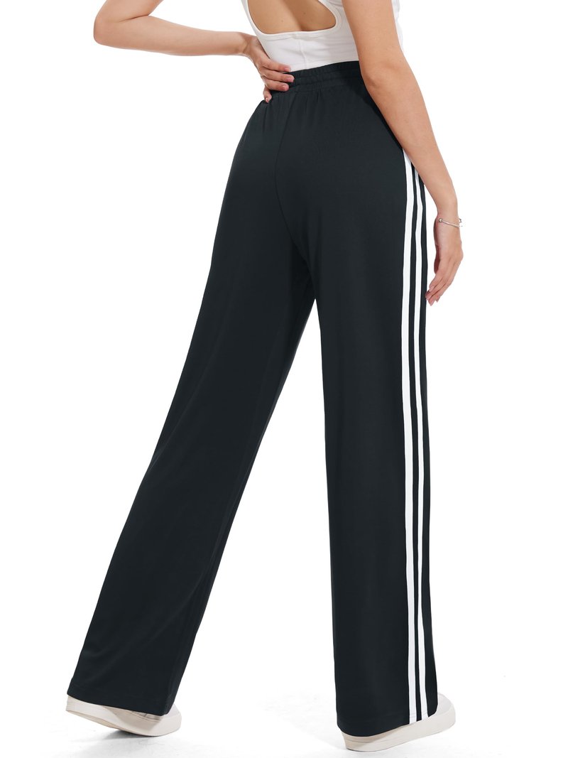 Tapata Women's 30" Inseam Regular Track Pants Loose Straight Leg Jogging Sweatpants Warm-Up Sports Athletic Running, Black, XXL