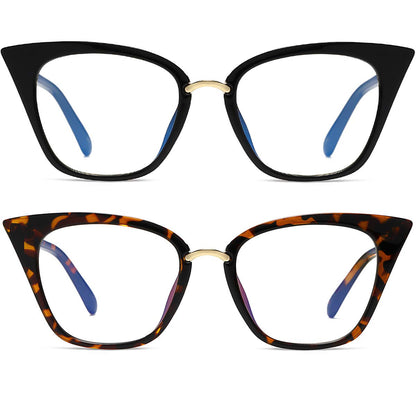 MORESHINE Cute Cateye Blue Light Blocking Glasses For Womens Fashion Computer Clear Eyeglasses Frames Anti Eye Strain (Black+Leopard)