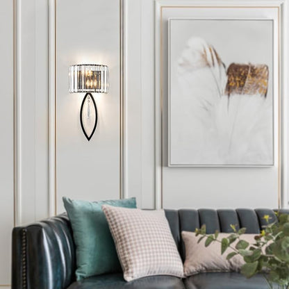 Crystal Wall Sconce Black Wall Sconce Wall Lighting Mid Century Wall Light Vanity Light Indoor Elegant Crystal Wall Lighting Fixtures for Bedroom Living Room Hallway