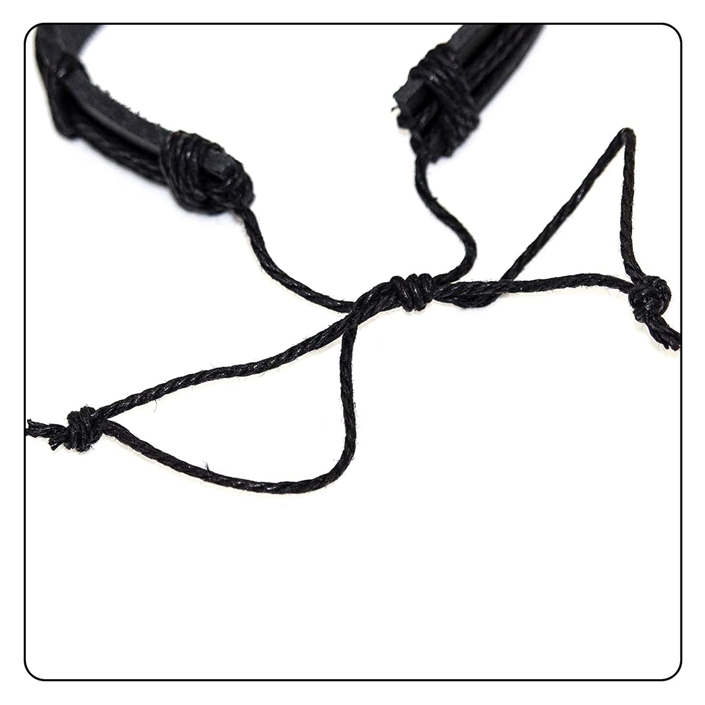 Fusamk Fashion Cross Tag Bangle Adjustable Leather Cuff Wristband Drawstring Rope Bracelet(Brown)