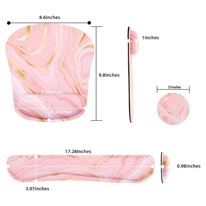 Memory Foam Ergonomic Keyboard Wrist Rest Pad and Mouse Wrist Rest Support Mouse Pad Set for Office Gaming Easy Typing-Pink Fluid