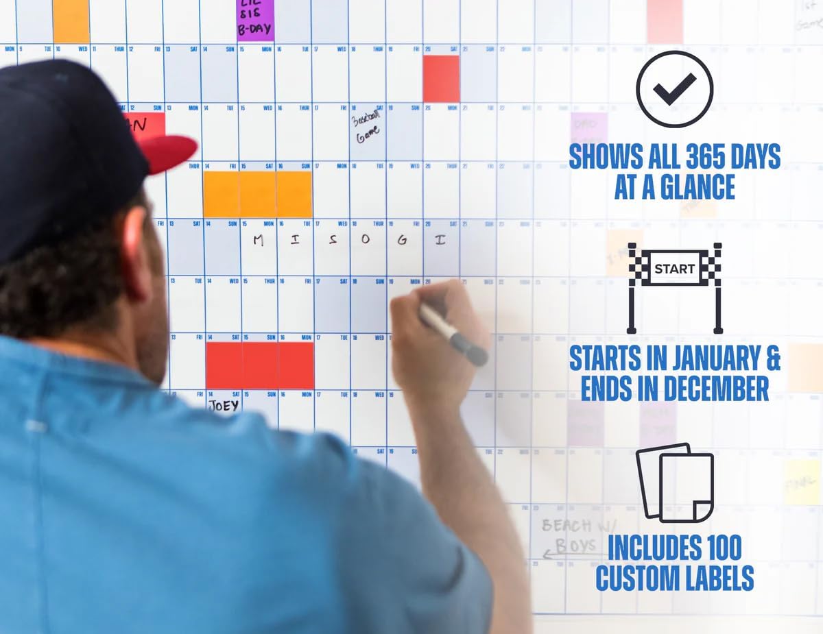 The Big A## Calendar Full-Year Wall Calendar – 2026 Dry-Erase – Includes 1 Marker & 100 Labels – Lightweight, Easy to Hang Yearly Calendar – Year at a Glance – Plan Big Goals & Adventures – Pink