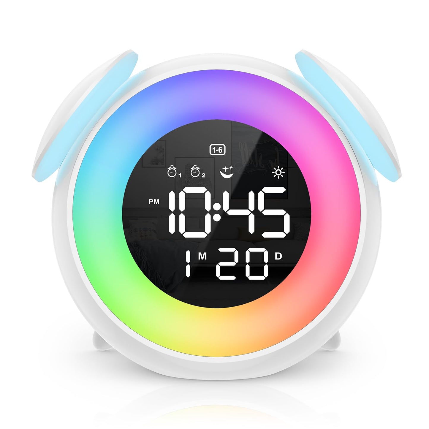 PENTASPI Alarm Clock for Kids, Ok to Wake Alarm Clock, Toddler Sleep Training Clock with Multi-Colors Night Light, 7 Ringtones, 3 Level Volumes, Dual Alarms, Snooze for Kids Girls Boys Adult