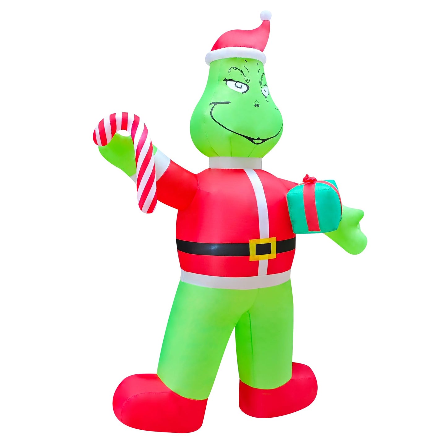 eLUUGIE 12ft Giant Christmas Inflatable Yard Decor Green Santa Monster Build-in LED Outdoor Blow up Christmas Decorations for Yard/Lawn/Garden