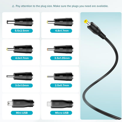 ZOZO 10W 5V 2A AC/DC Adapter Replacement 5Volt 2Amp Power Adapter Cord Charger Multi Tips for Tablet Webcam Router Toys Recorder TV Box USB Hub Bluetooth Speaker and More DC 5V Devices