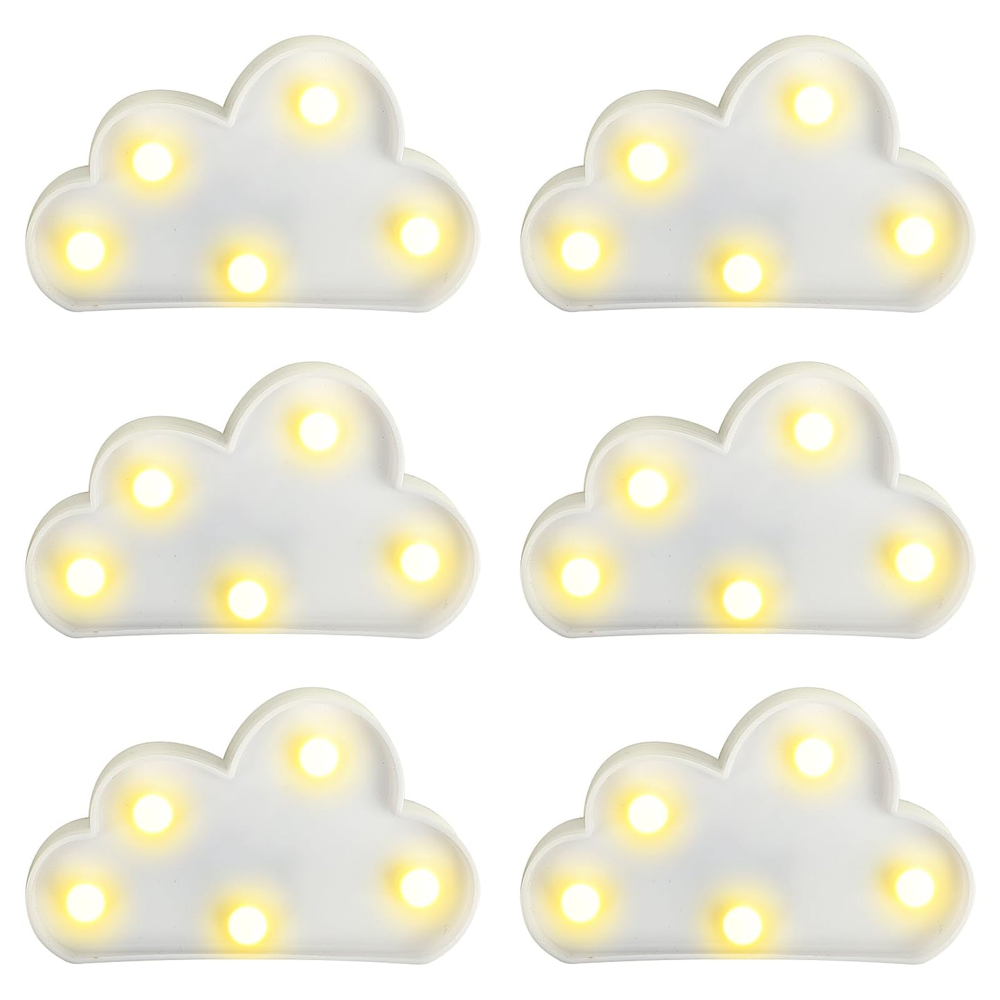 clothmile 6 Pcs LED Cloud Night Light Can Be Hung On The Wall Kids Room Room Light, Suitable for Birthday Party Holiday Decoration Baby Room Nursery Decoration (Clound-6pcs)