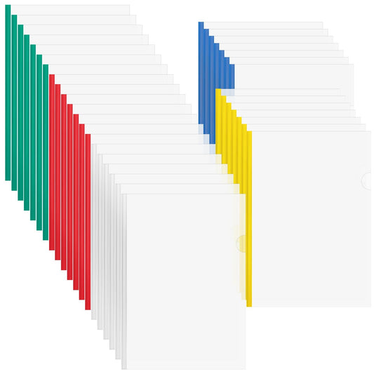 100 Pcs Report Covers with Sliding Bar - 5 Color Plastic Document Binders Clear Report Covers for A4 Paper Presentation Folder School Office Organization 8.7 x 12.2 Inch