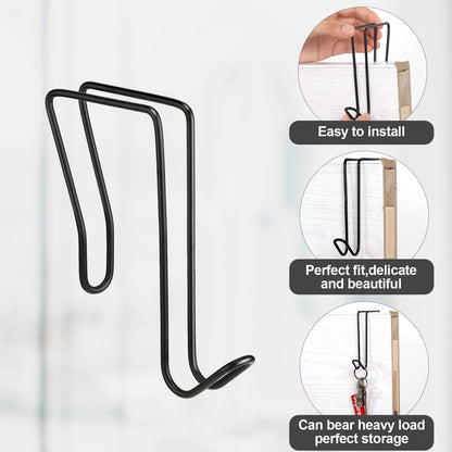Oudain 4 Pack Wire Cubicle Hooks for Coat Wall Panel Over Cubicle Hanger Accessories for Office Partition Door Picture (Black)
