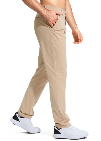 Pudolla Men's Golf Pants Mens Dress Pants Stretch Work Pants 32 Lightweight Quick Dry Slacks Casual Trousers with Pockets(Khaki 38Wx32L)