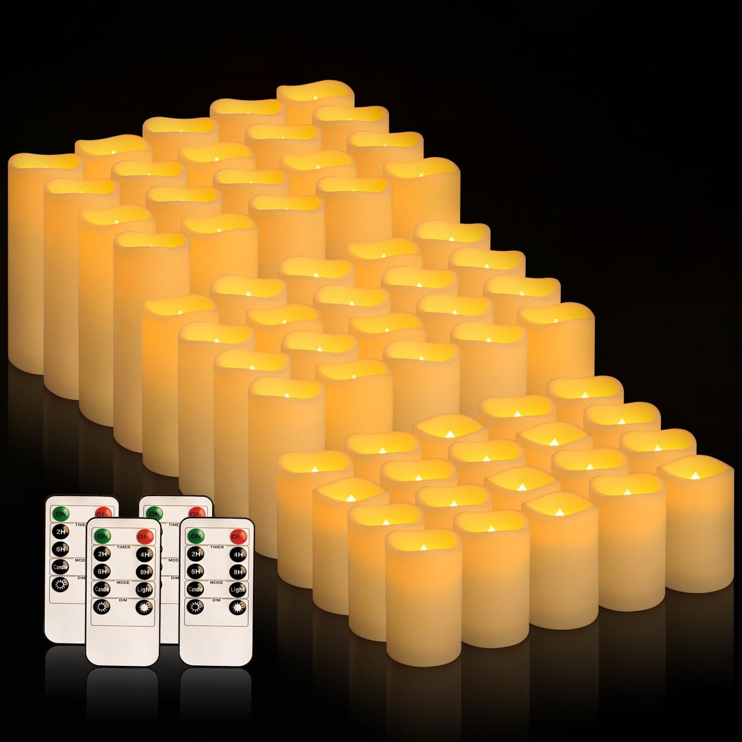 fclayvts 60-Pack LED Flameless Candles with Remote Control - Perfect for Parties, and Special Occasions (Three Sizes)
