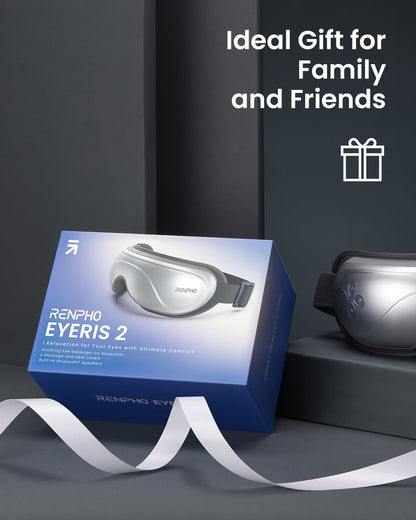 RENPHO Eyeris 2 - Extended Eye Massager with Heat and Vibration for Migraines, Eye Care, Heated Eye Mask with Bluetooth Music to Relieve Eye Strain and Dry Eyes, Improve Sleep, Birthday Gift