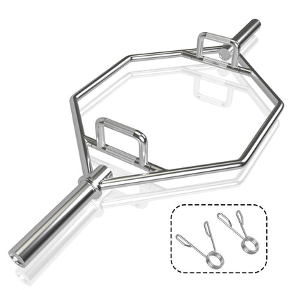 Goplus 56’’ Olympic Hex Trap Bar, Heavy Duty Barbell Trap Bar with Flat or Raised Knurled Handles for Squats, Deadlifts, Shrugs, Strength Training Weight Lifting (Sliver, fit 2’’ weight plates)